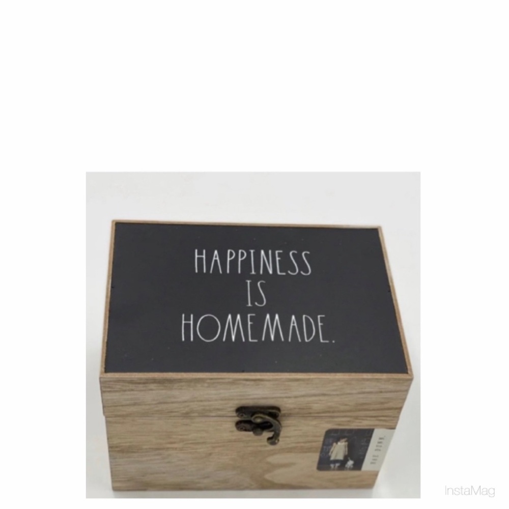 NEW Rae Dunn Wooden Happiness is Home Made Recipe Box